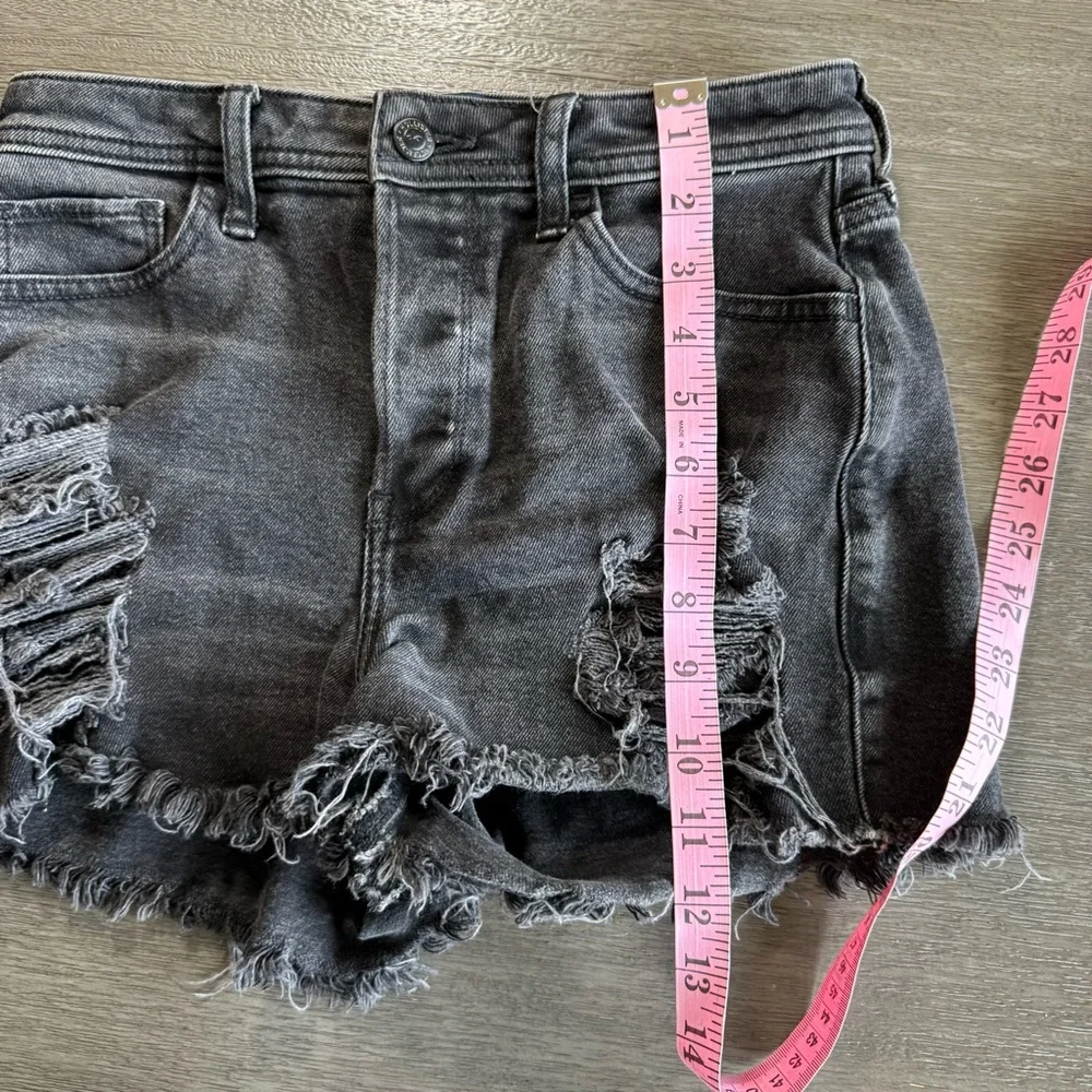 Hollister Black Denim Distressed Shorts 26